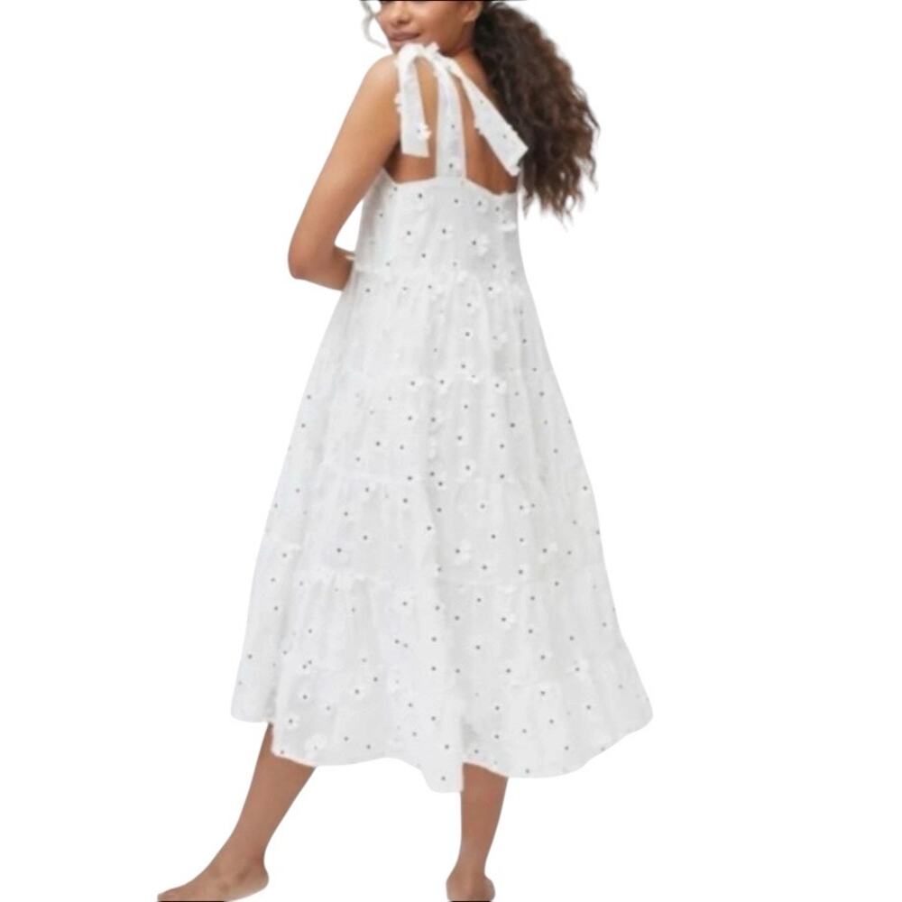 Sister Jane Almond Blossom Floral Tiered Midi Dress in White Size Small